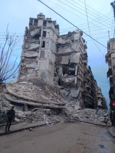 A Collapsed building in Aleppo, Syria