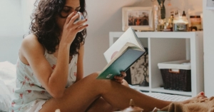 Woman reading and relaxing
